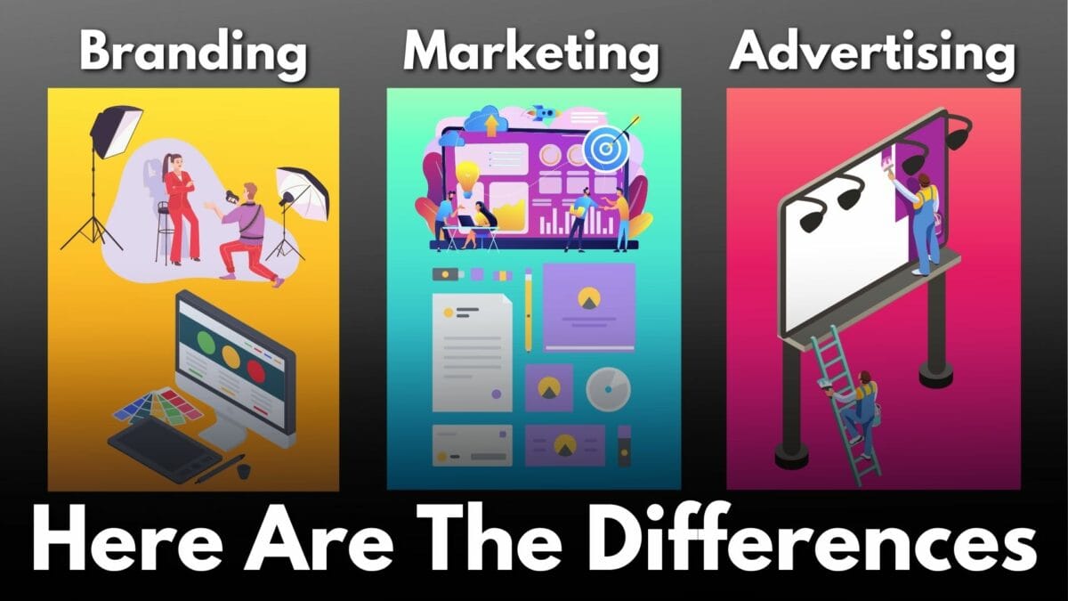 An Infographic Showing The Difference Between Branding vs. Advertising vs. Marketing