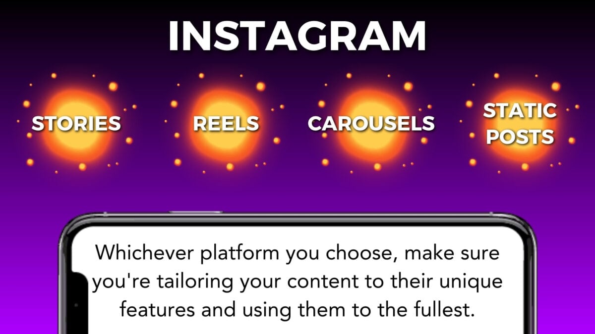 Tailor Your Content Based On The Platform For Example. Instagram Platform Features (Stories, Reels, Carousels, Static Posts)
