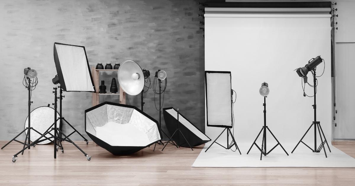A Studio Offering Diverse Lighting Equipment For Photography.