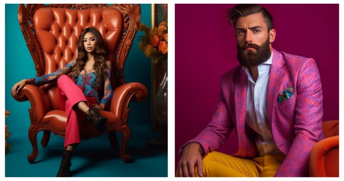 Photography Ideas: A Creative Photoshoot Capturing A Man And A Woman Sitting On A Chair.