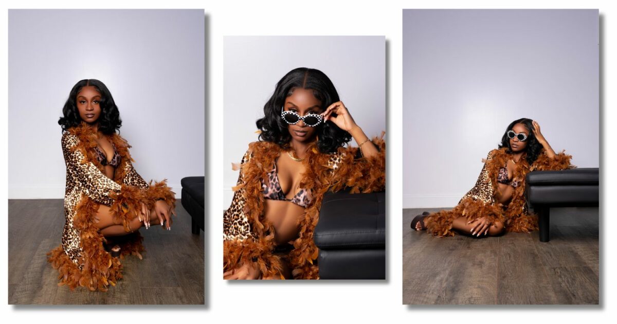 Four Curated Photos Of A Woman Exuding Glamour In A Leopard Coat And Sunglasses That Inspire Photography Ideas.