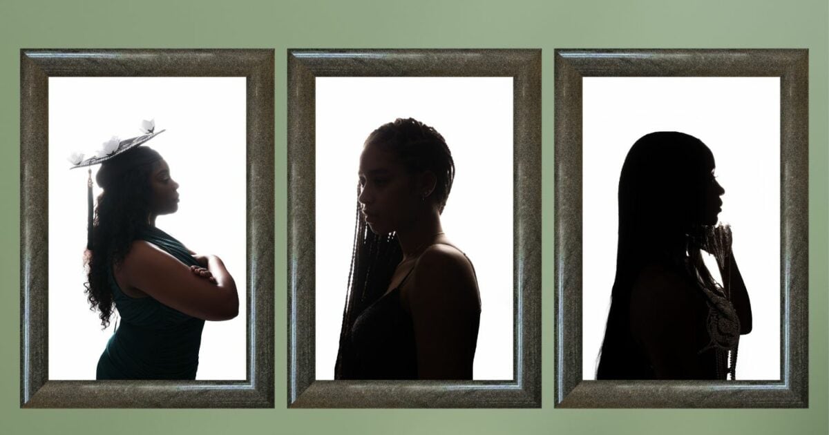 Three Silhouettes Of A Woman Posing In Front Of A Frame, Perfect For Photography Ideas.