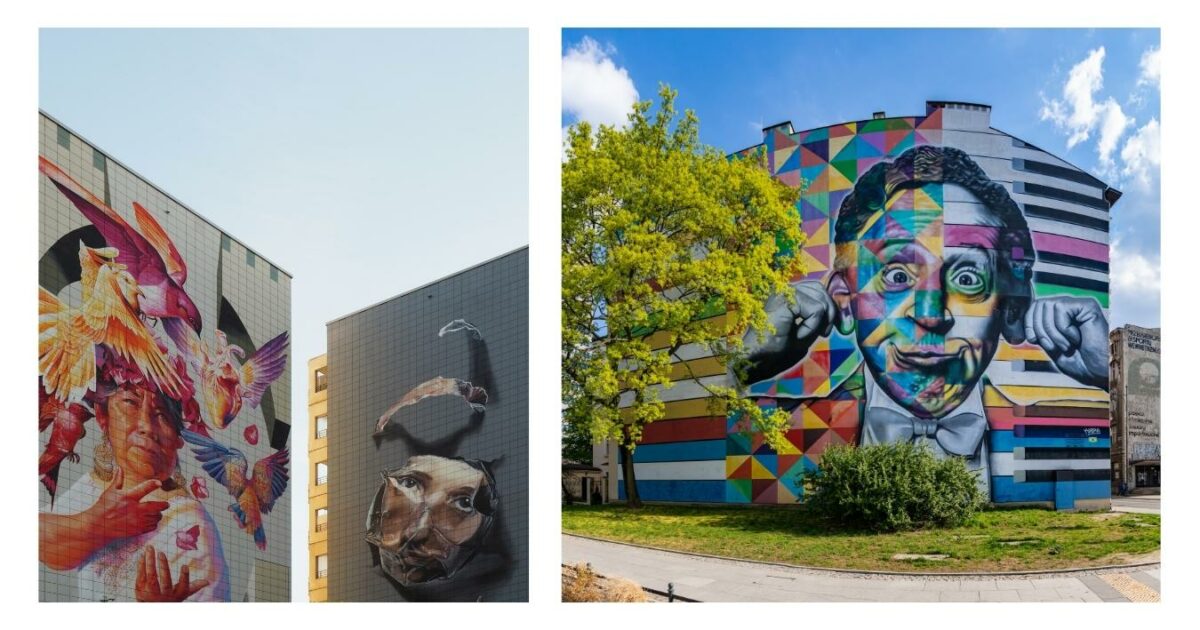 A Captivating Photo Essay Showcasing Two Pictures Of A Building Adorned With A Vibrant And Awe-Inspiring Mural.