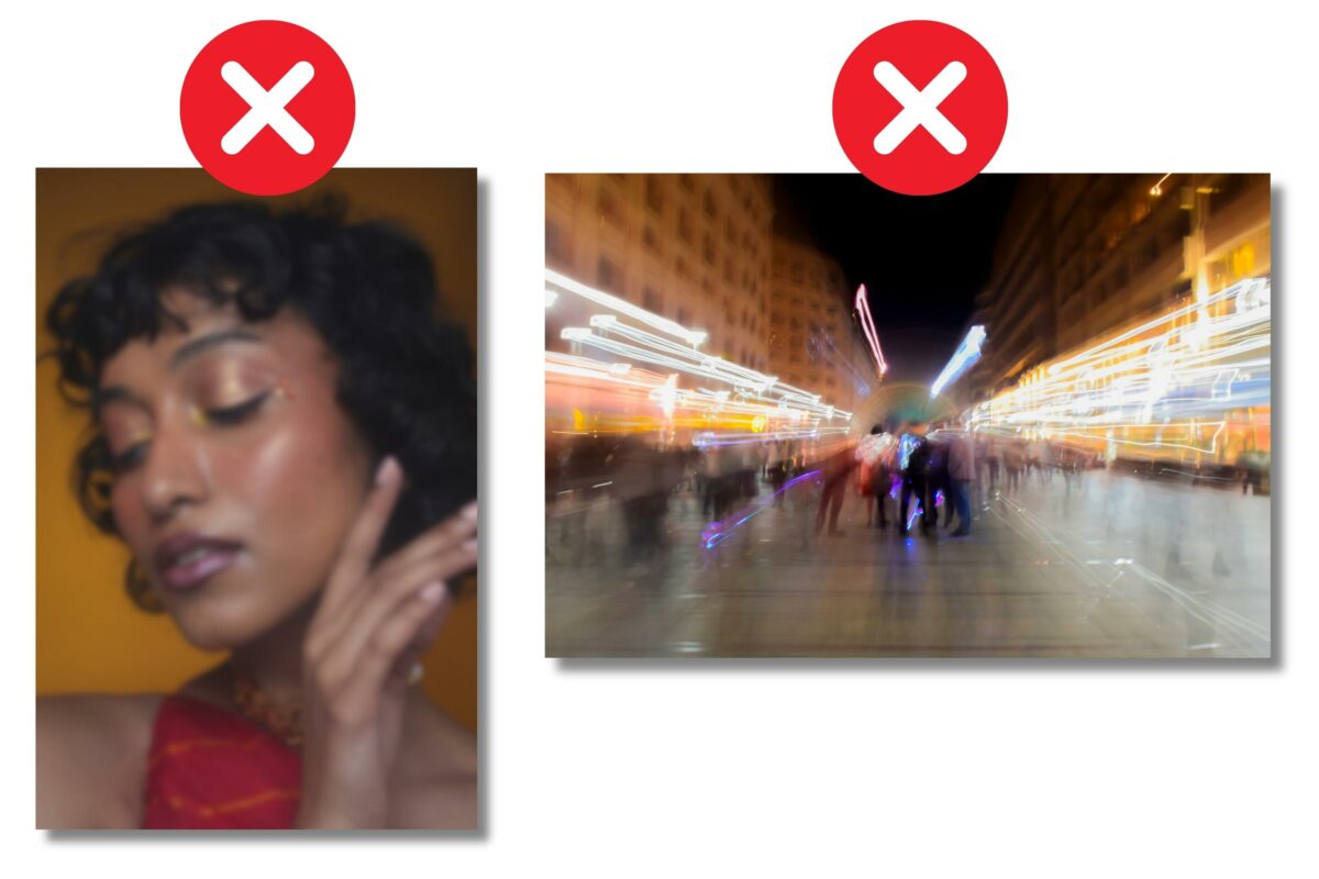 Two Pictures Of A Woman With A Blurry Background, Highlighting Common Camera Mistakes.