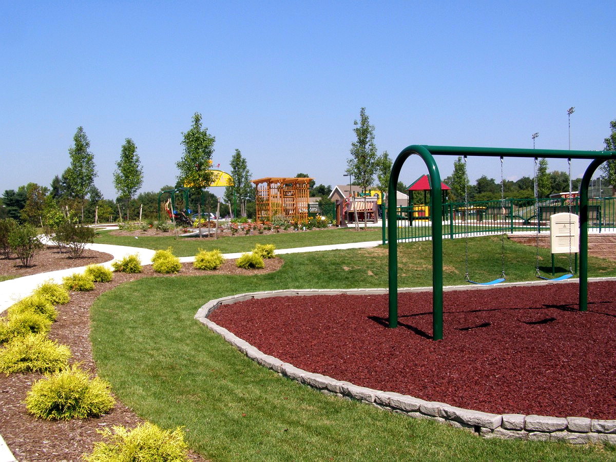A Playground With A Swing Set Located In South Windsor, Connecticut.