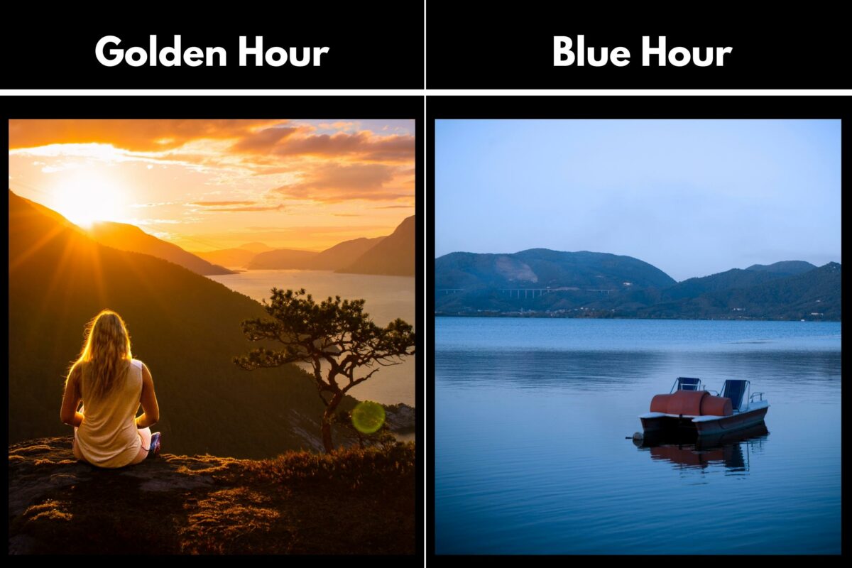 Understanding The Contrasting Effects Of Golden Hour And Blue Hour Lighting Techniques.