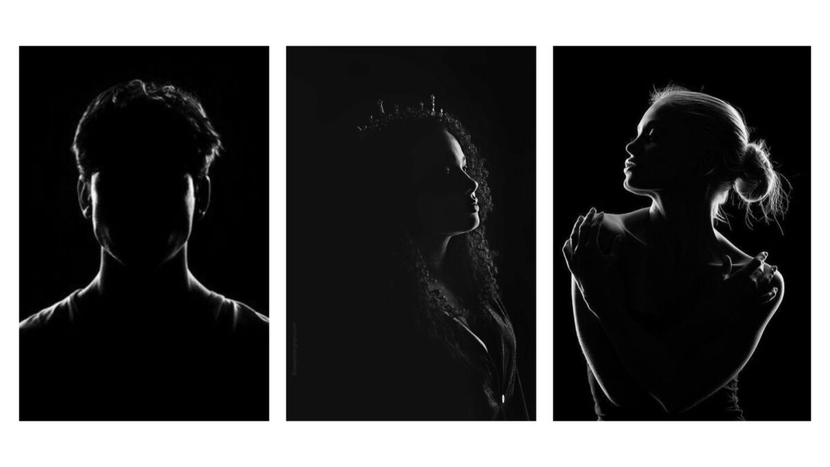 Four Silhouettes Of A Woman Captured In Black And White, Showcasing Masterful Use Of Photography Lighting.