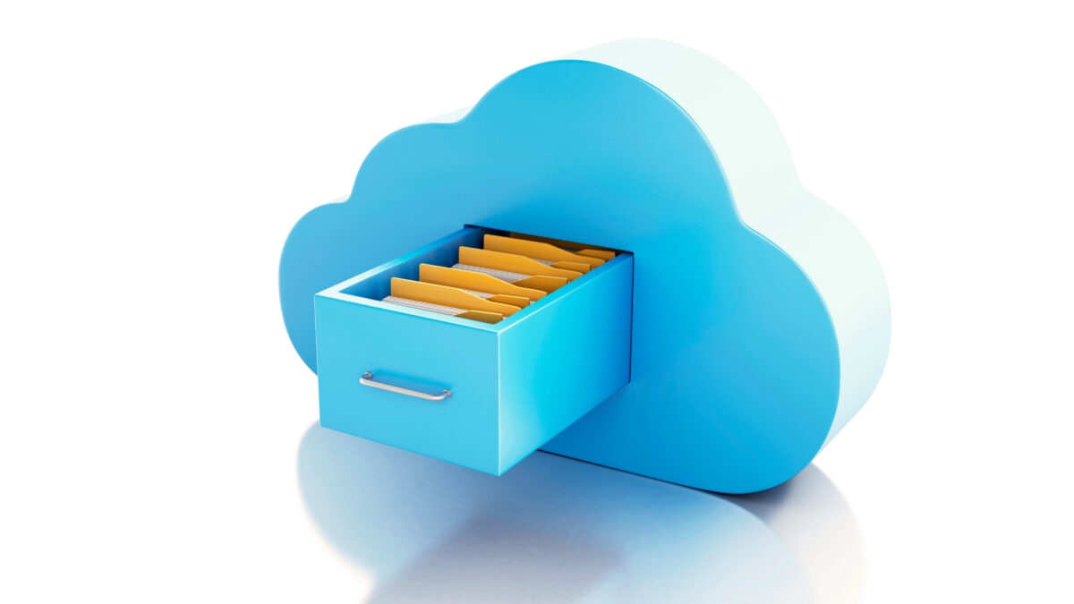 The Best Cloud Storage For Photos Featuring A Blue Cloud With A File Folder.