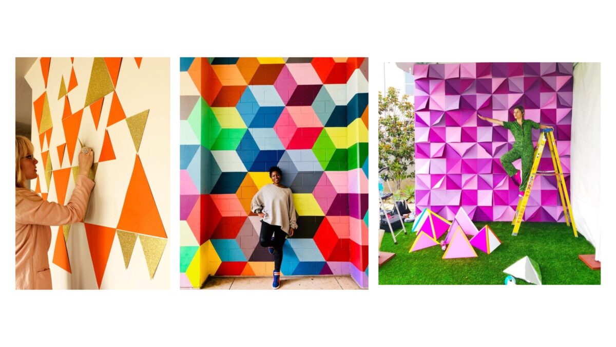 A Group Of People Are Collaborating On Vibrant Backdrop Ideas.