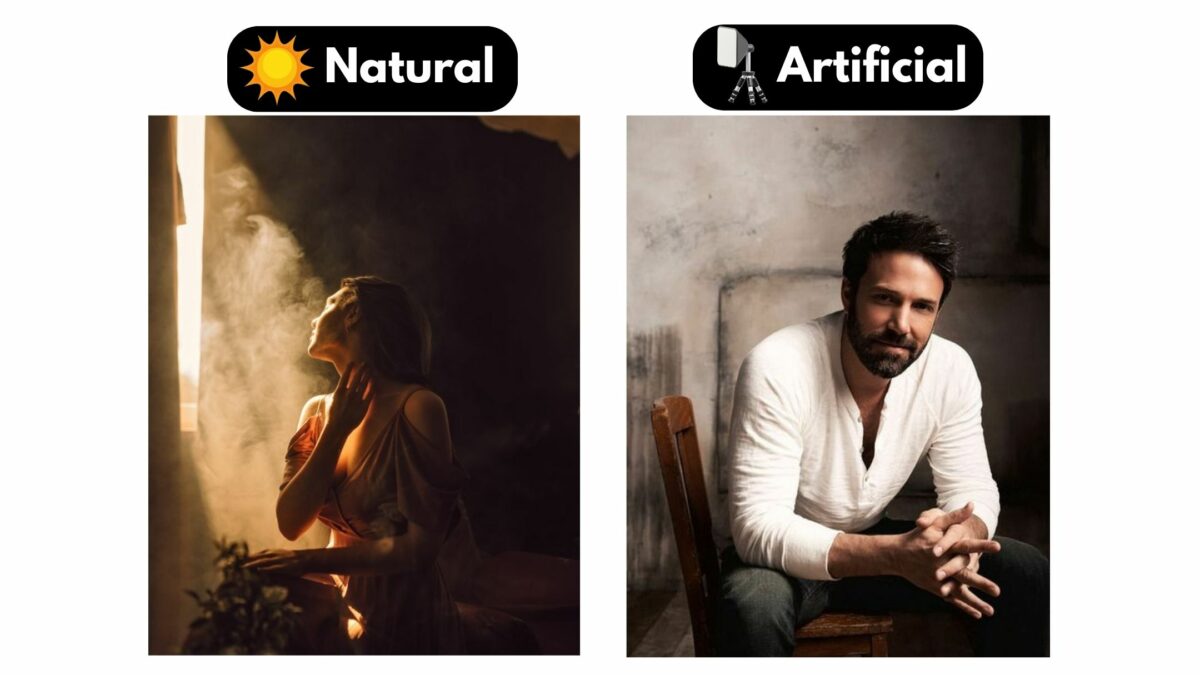 Two Pictures Of A Man And A Woman Captured With Natural Lighting, Showcasing An Antithetical Composition.