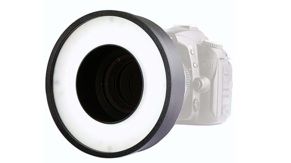A Photography Ring Light On A White Background.