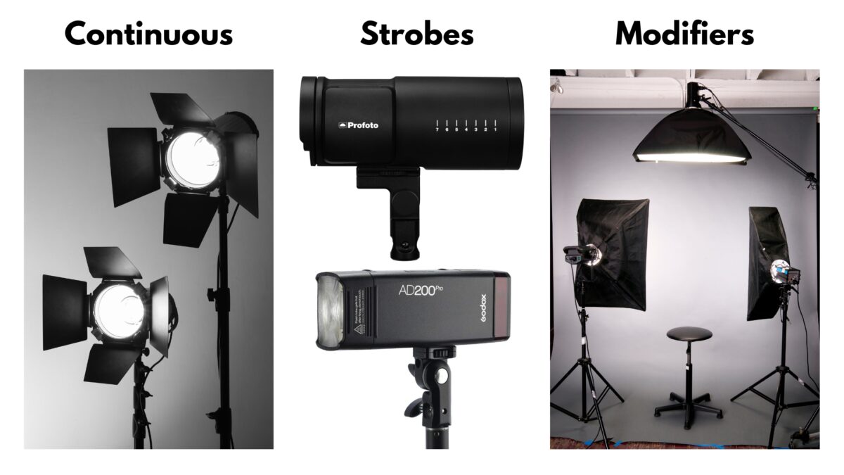 Comparing Continuous Strobes To Modifiers In Photography Lighting.