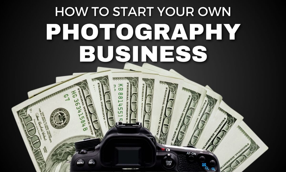 A Digital Camera In Front Of Several Spread-Out 100-Dollar Bills, With The Text &Amp;Quot;How To Start Your Own Photography Business&Amp;Quot; Above.